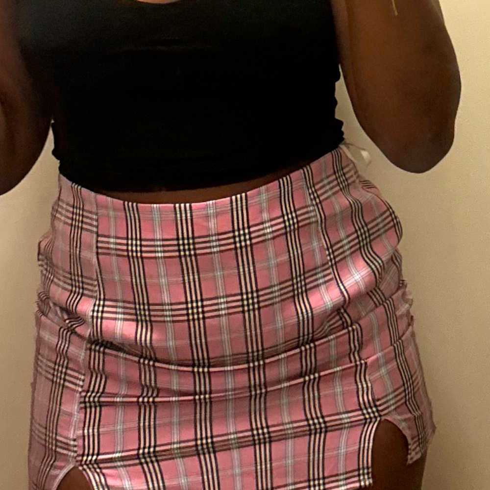 Pink Plaid Mini Skirt